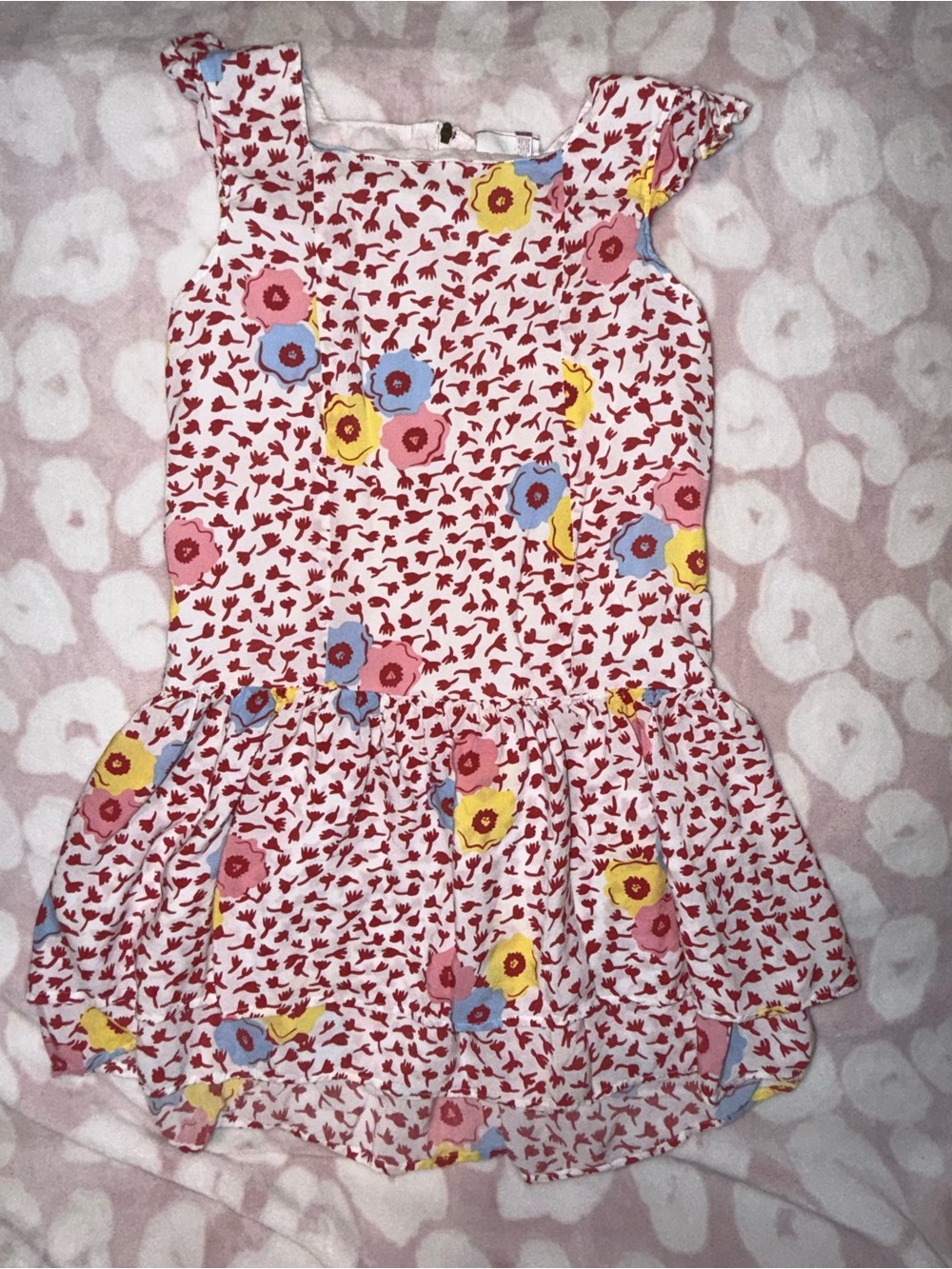 Matilda Jane Pink Floral Ruffle-Sleeve Casual Dress